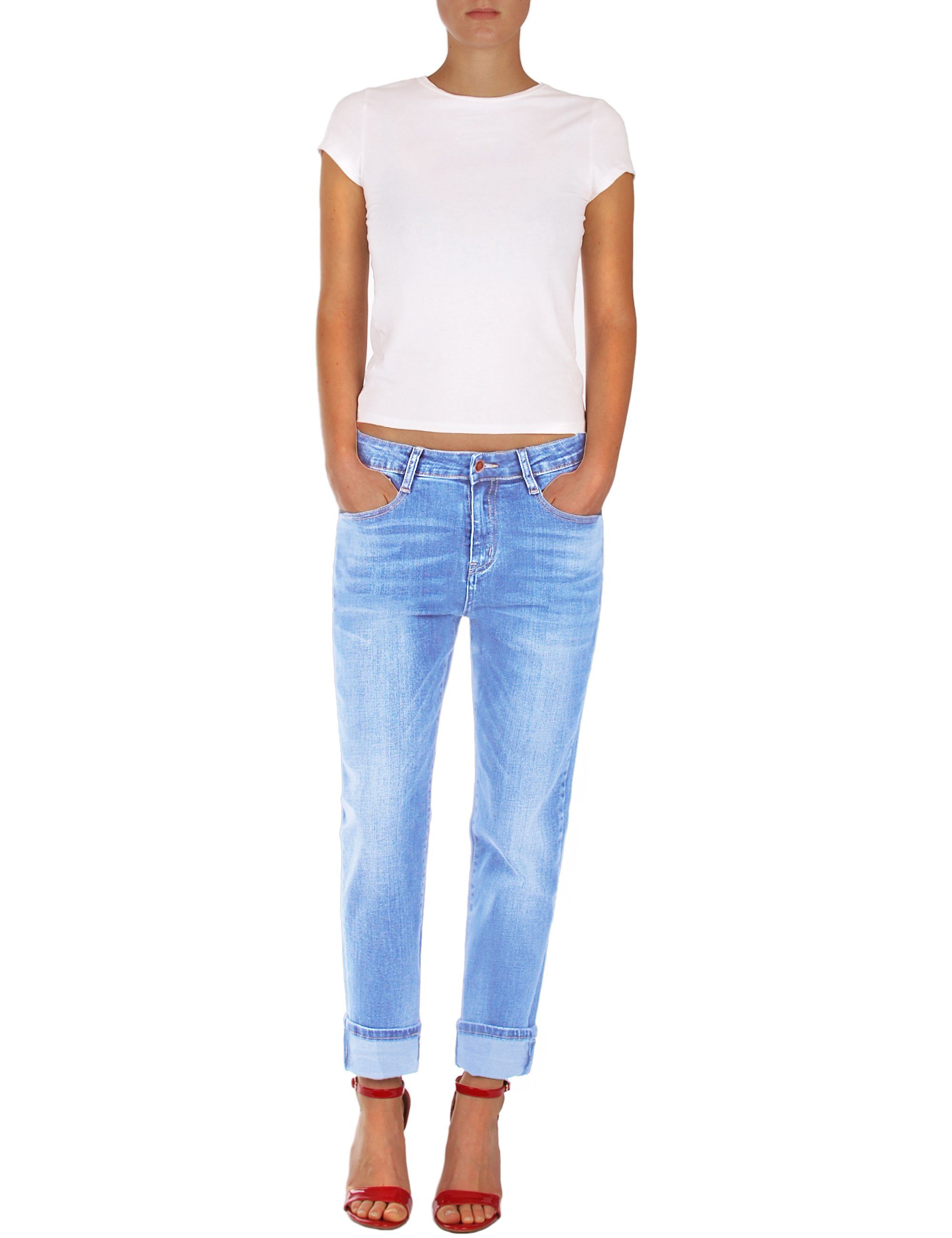 Hellblau Stretch, Boyfriend-Jeans 5-Pocket-Style Fraternel
