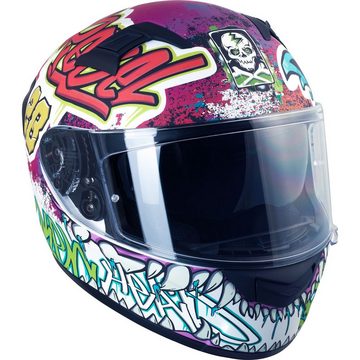 Broken Head Motorradhelm Broken Head Integralhelm Mit Sonnenblende InYourFace Weiss Matt, Einzigartiger Graffiti-Look