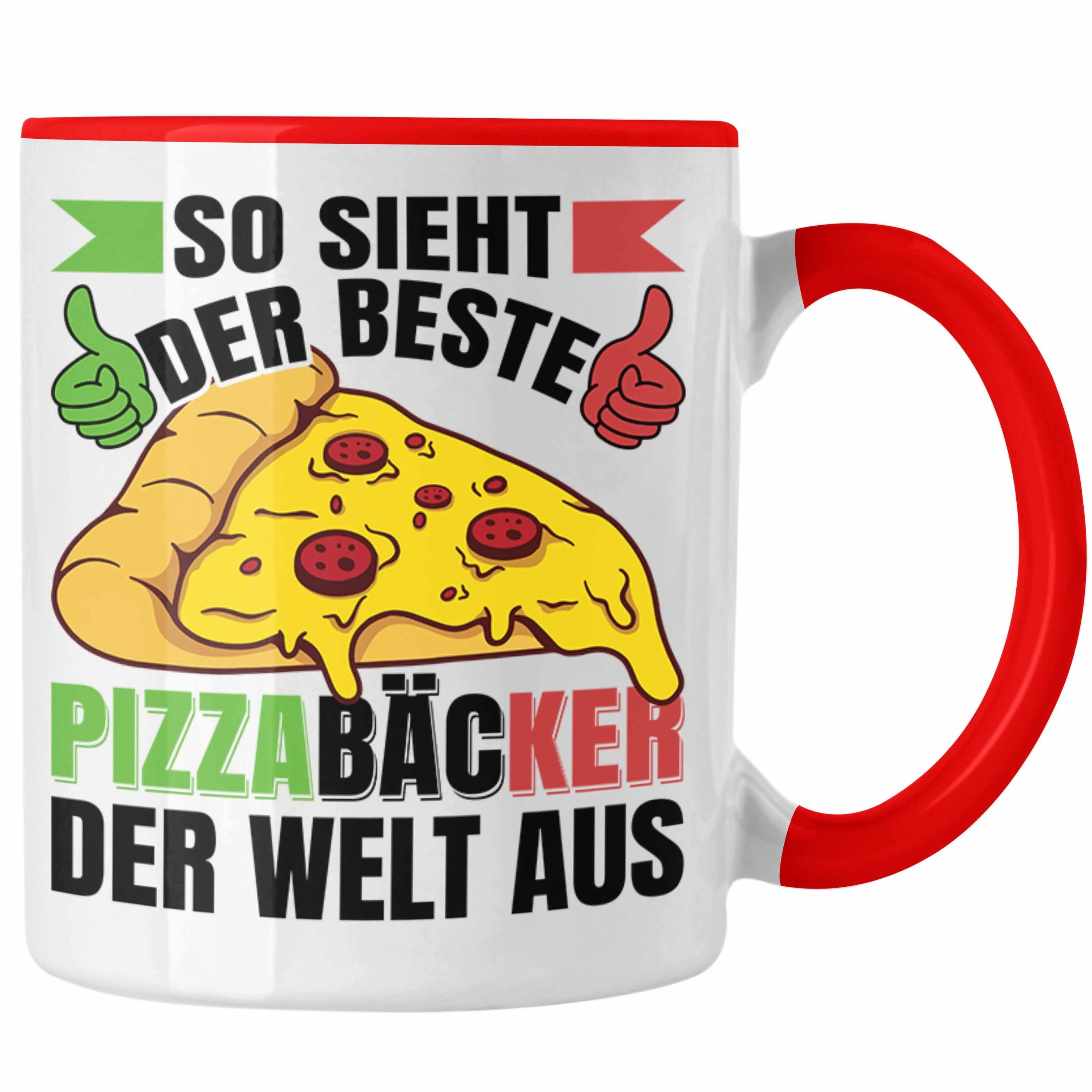Trendation Tasse Trendation - Pizzabäcker Geschenk Tasse Lustiger Spruch Geschenkidee Pizza-Bäcker Rot