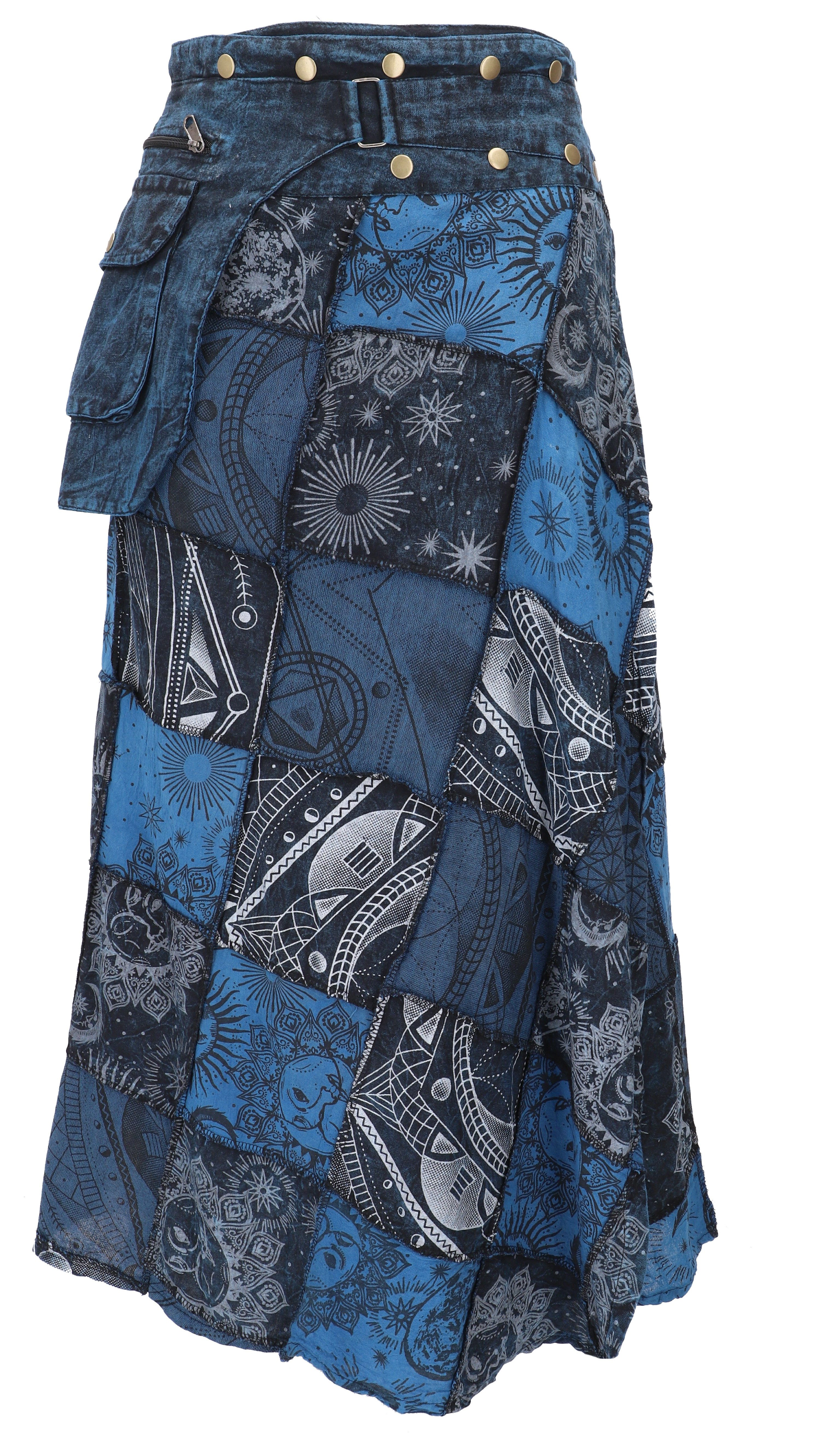 Guru-Shop Minirock Wickelrock, langer Rock mit Druckknöpfen, Boho.. alterna günstig online kaufen