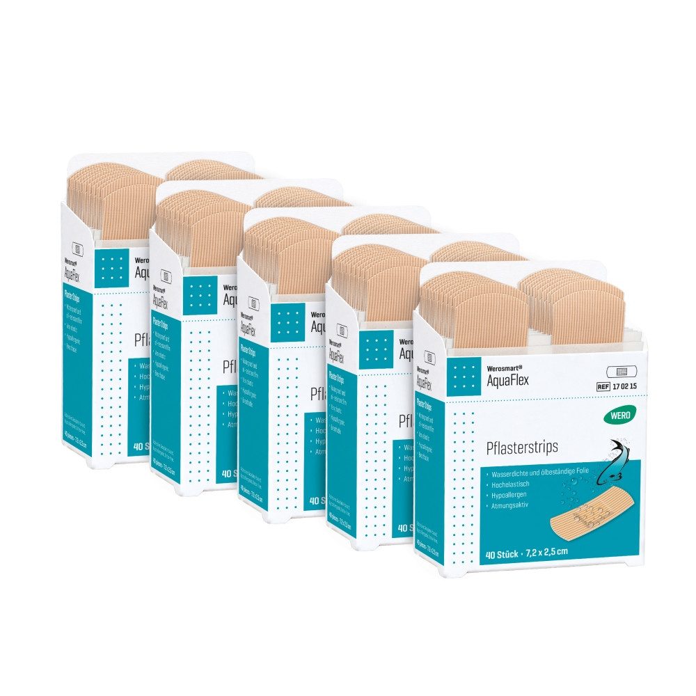 Werosmart® Wundpflaster Werosmart® AquaFlex Pflasterstrips (5 Einsätze, 200 St), Pflasterstrips