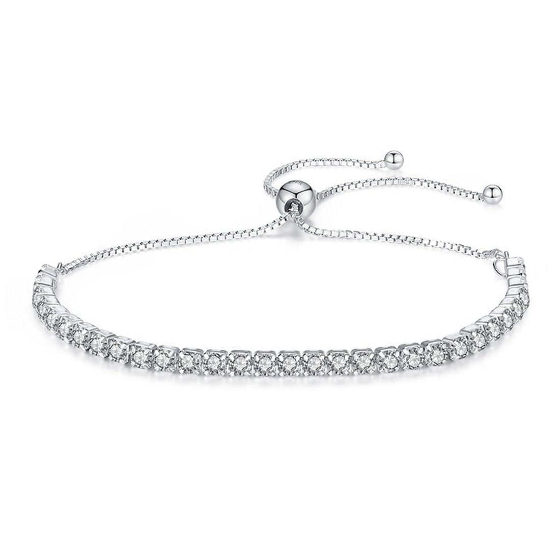 Haiaveng Gliederarmband Silber 925 Silber Armband, Shining Zirkonia Armband, Silber Armband , Glänzender Diamant Verstellbares Armband | Gliederarmbänder