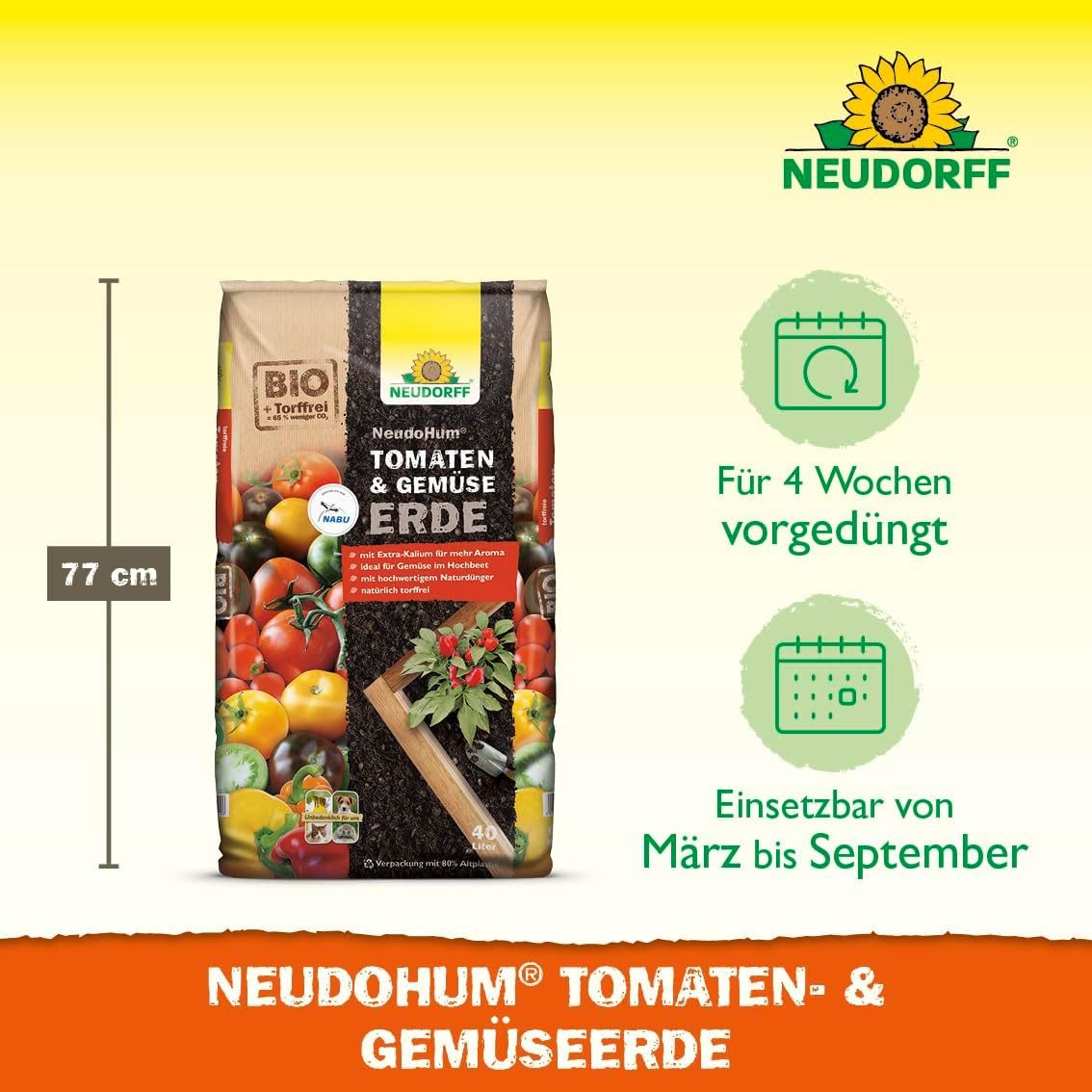 Neudorff Pflanzerde NeudoHum Tomaten- & GemüseErde 40 L, für 4 Wochen vorgedüngt