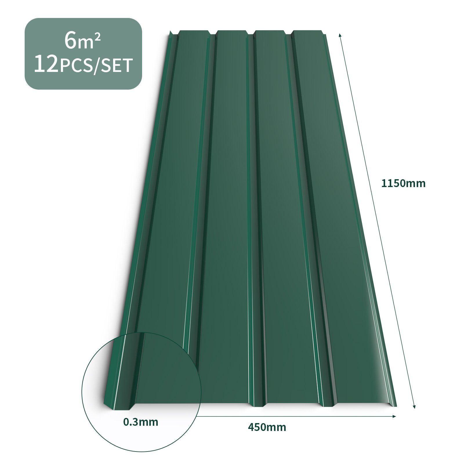 Mondeer Wellplatte Dachplatten(12-tlg), 12x Trapezblech 115cm x 45cm verzinkt Profilblech Dachblech