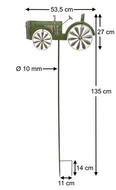 DanDiBo Gartenstecker Gartenstecker Metall Traktor XL 135 cm Trecker Grün 96005 Windspiel Windrad Wetterfest Gartendeko Garten Gartenstab Bodenstecker