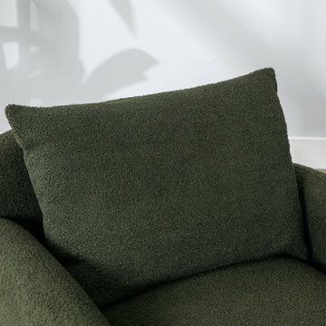REDOM Sessel Loungesessel Polstersessel Armlehnensessel, mit Kissen (Moderner und schlichter Teddy-Samtstuhl, mit breiter Sitzfläche und tiefer Sitzfläche, roségoldene Sofabeine), extra großer Einzelsessel