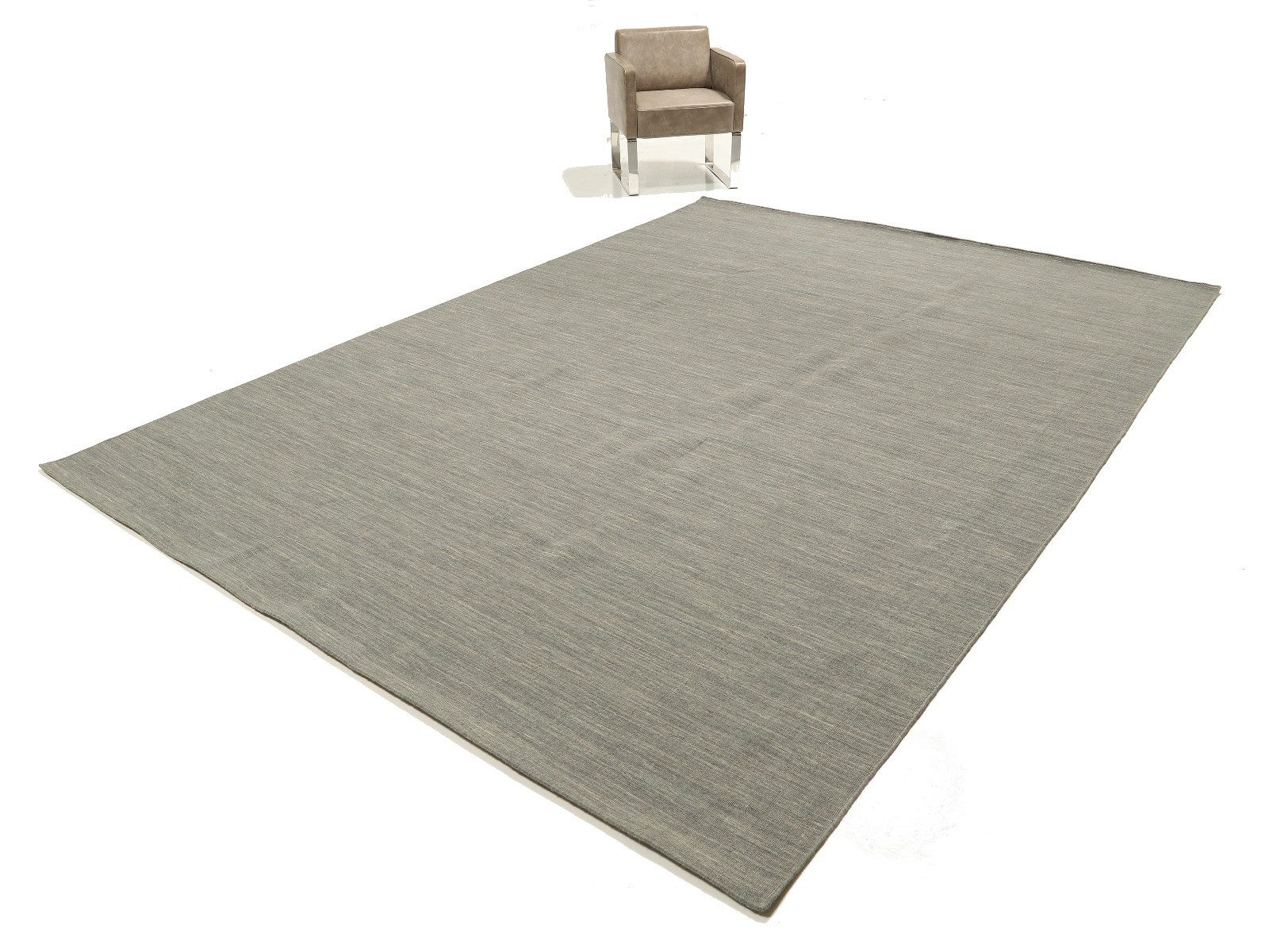 Carpet Avenue Teppich Kelim Solo - Dunkelgrau 340x240, Rechteck, Höhe: 5 mm