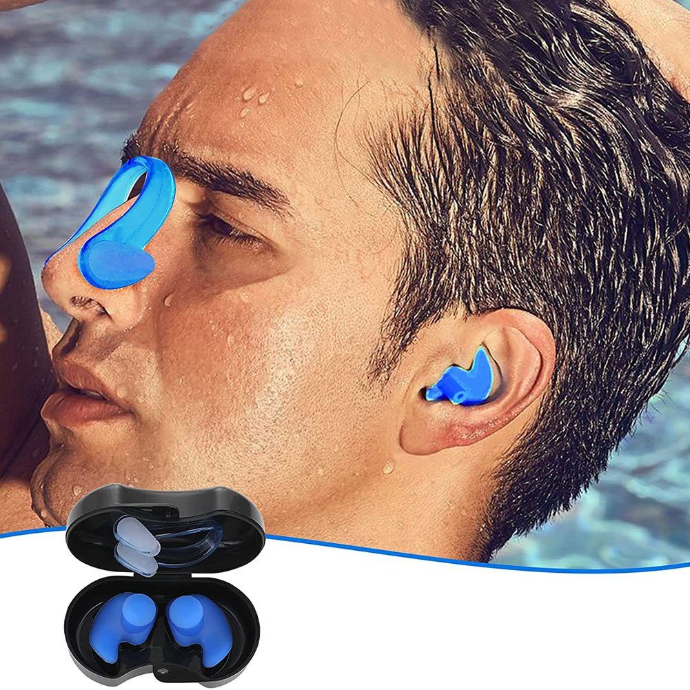 Schwimm-Ohrstöpsel Clip Waterproof Swimming 2 Silicone Sets Nose Earplugs wimm