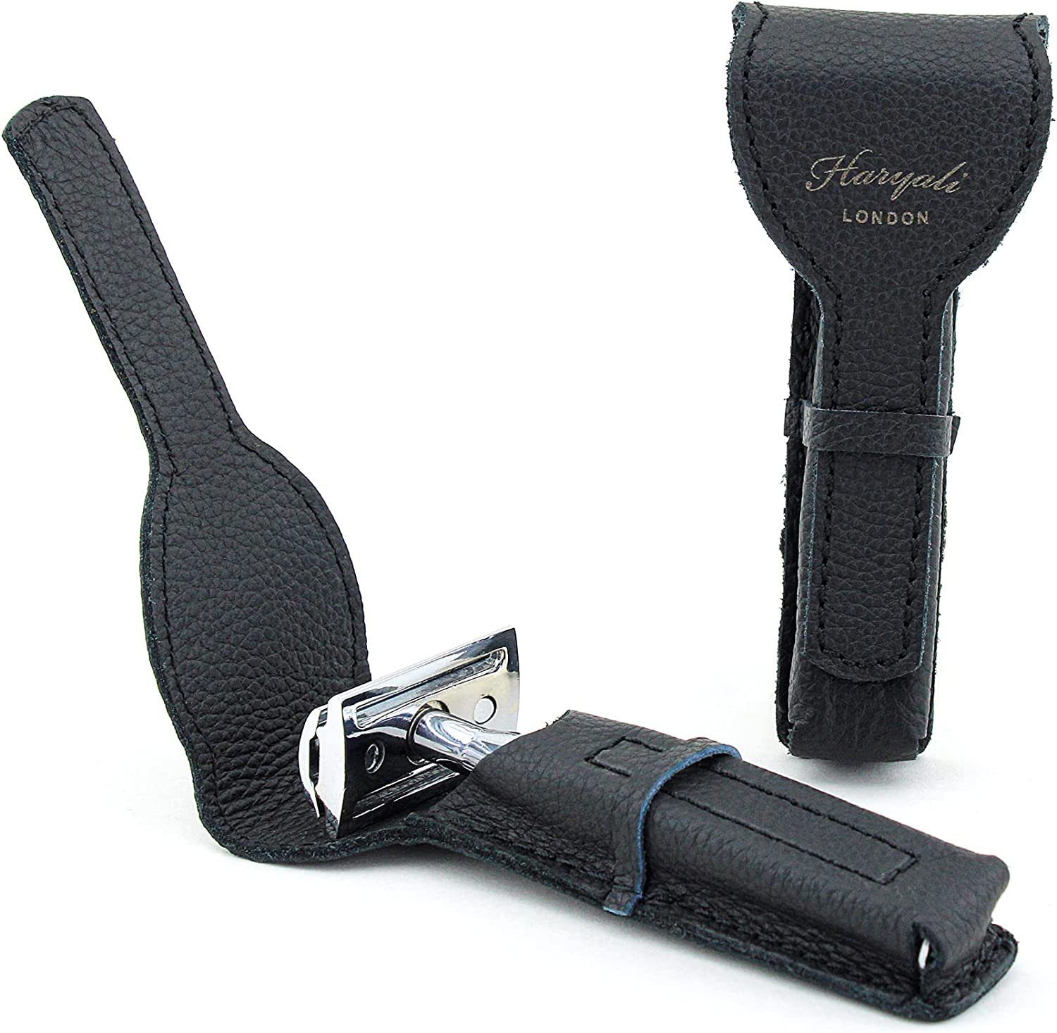 Haryali London Rasierer-Etui Haryali London Rasierer-Schutzhülle aus Leder Reisetasche für Rasierer 11 cm, für Rasierhobel