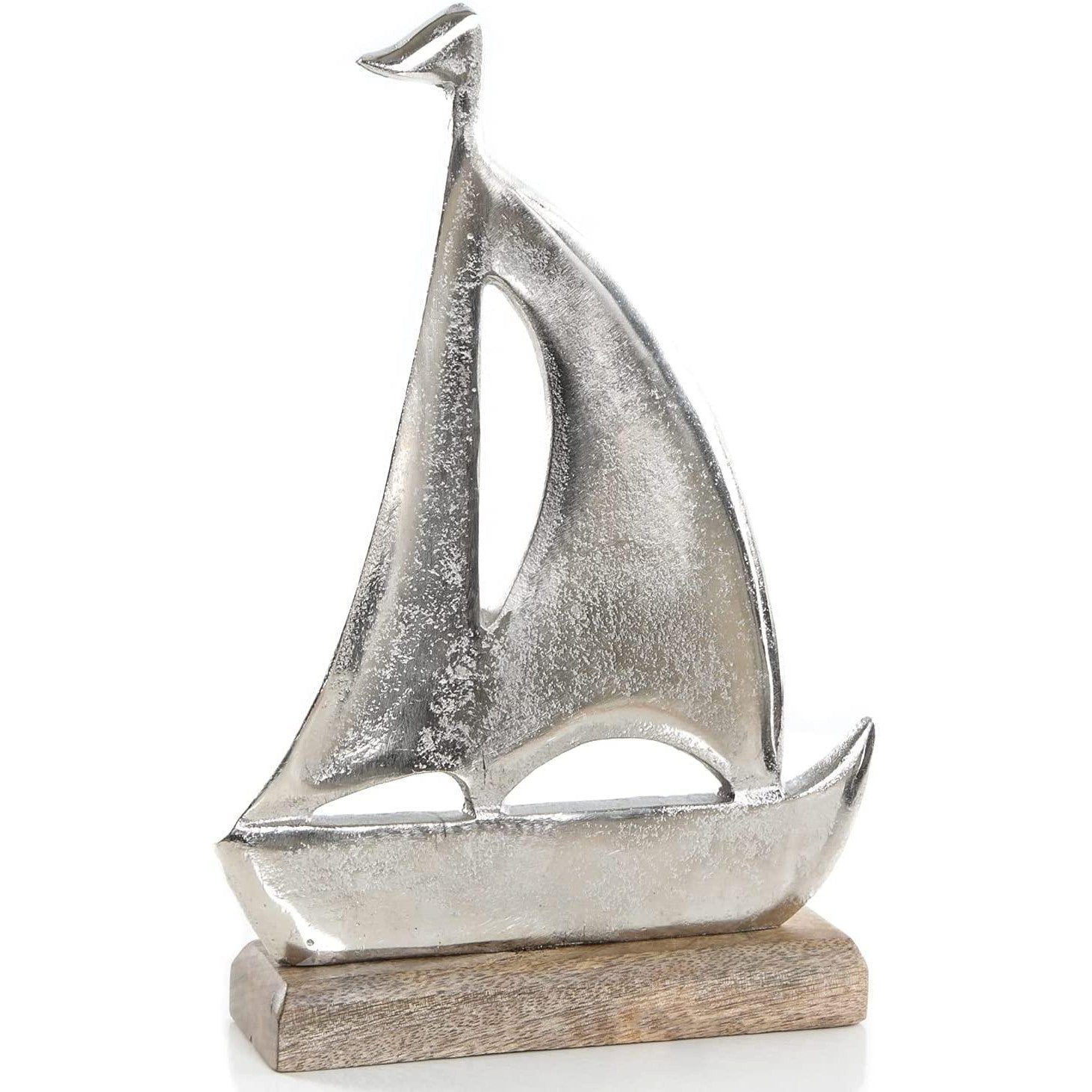 Logbuch-Verlag Dekofigur Sommerliche Segelschiff Dekofigur - Schiff Figur 20 cm Metall Silber