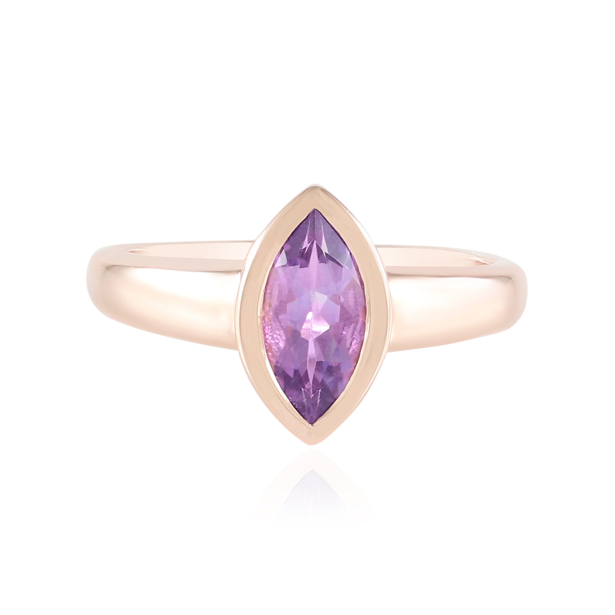 Solitärring Brasilianischer Amethyst Rose vergoldet Silber Ring