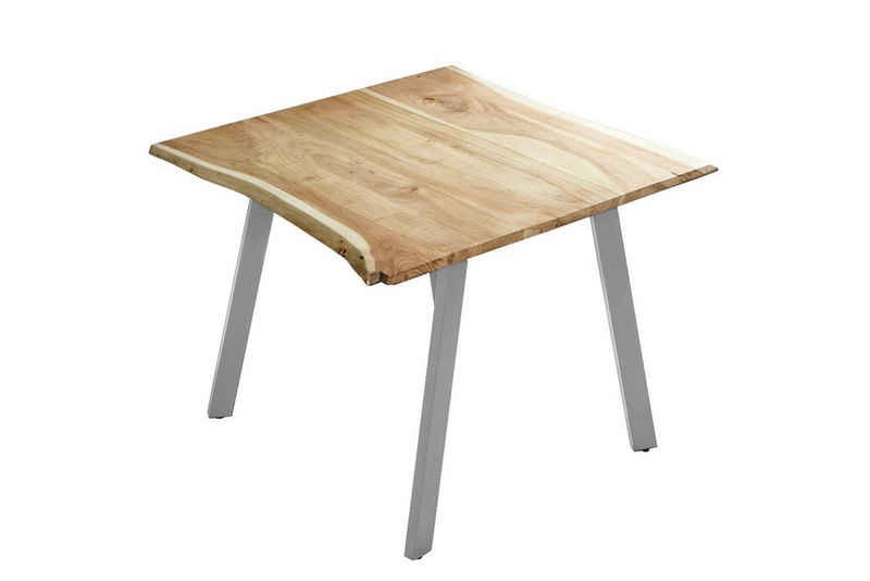 SAM® Esstisch »Gadwal«, natürliche Baumkante, Akazienholz massiv, Tischbeine aus Roheisen, naturfarben, Tischstärke 26mm