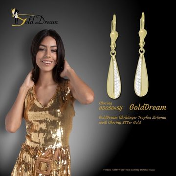 GoldDream Paar Ohrhänger GoldDream 333 Gold weiß Tropfen Zirkonia (Ohrhänger), Damen Ohrhänger Tropfen aus 333 Gelbgold - 8 Karat, Farbe: gold, weiß