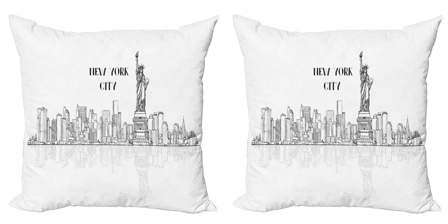 Kissenbezüge Modern Accent Doppelseitiger Digitaldruck, Abakuhaus (2 Stück), NYC Umreißen Ansicht New York City