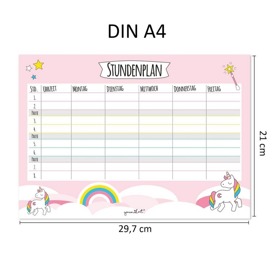 Thumbnail - younikat Schülerkalender Einhorn-Stundenplan I Papier-Block I dv_629