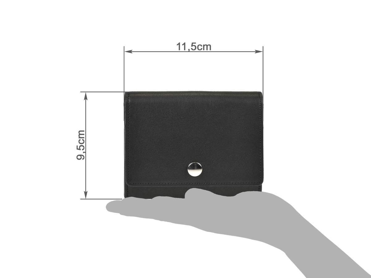 Sonnenleder Geldbörse Seeve, Portemonnaie, sehr 11,5x9,5cm, edel schwarz Querformat Damenbörse