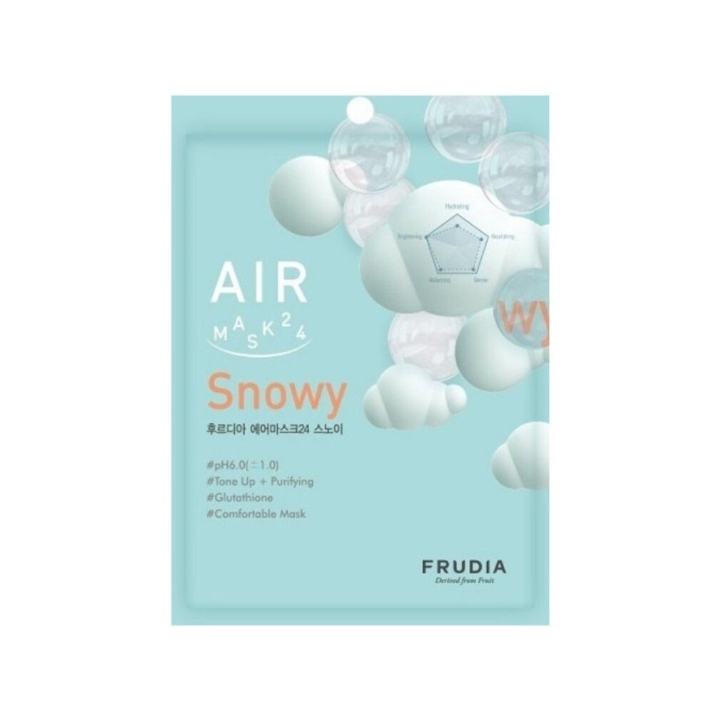 FRUDIA Körperpflegemittel, Air 24 Snowy, Aufhellende Tuchmaske, für Gesicht, 25 ml