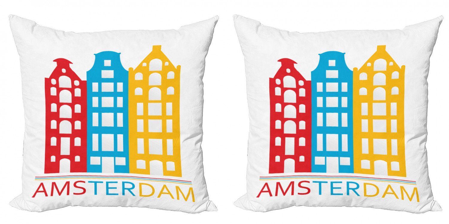 Kissenbezüge Modern Accent Doppelseitiger Digitaldruck, Abakuhaus (2 Stück), Amsterdam Amsterdam Wording Häuser
