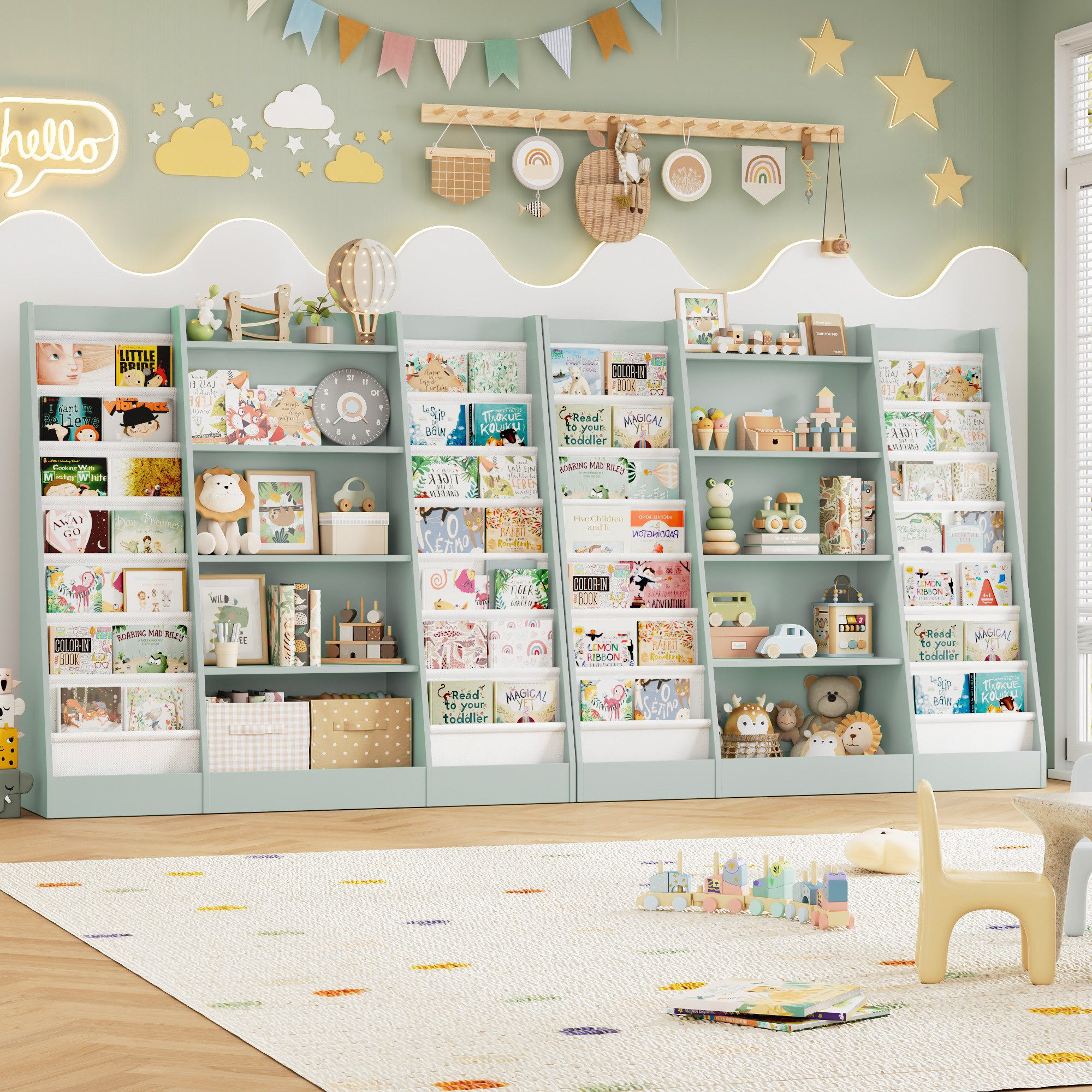 Homfa Bücherregal, Kinderregal mit 14 Ablagen günstig online kaufen