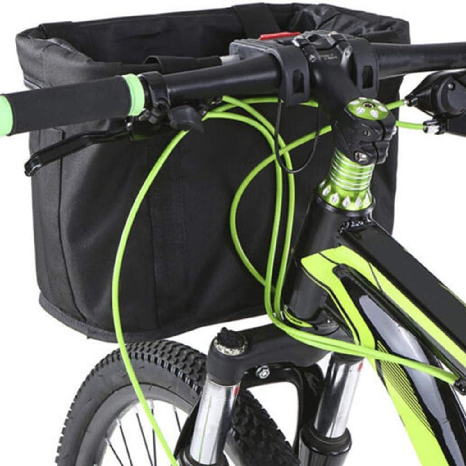 STILVORA Bicycle Basket, Detachable Front Handlebar Basket, Handbag/Pet Bag (Detachable Handlebar Basket, Aluminum Alloy Frame, 1-Piece, 33 × 24 × 23 cm, 600D Oxford Fabric, Load Capacity up to 5 kg), with Handlebar Adapter for Small Dogs, Mountain Bikes, Picnics, Shopping