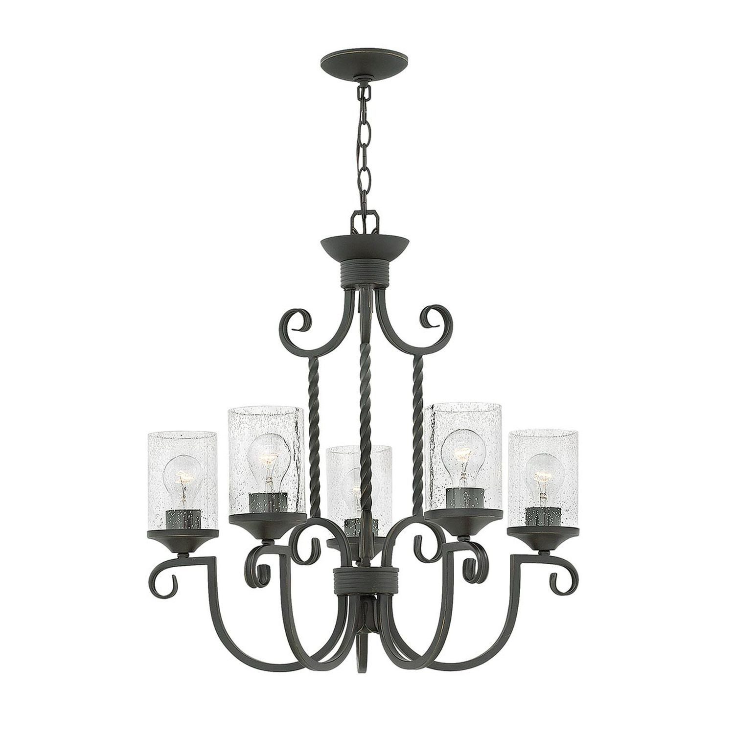 Licht-Erlebnisse Люстры WALDO, ohne Leuchtmittel, Metall Glas E27 B: 63,5 cm H: max. 230 cm Schwarz Antik Rustikal