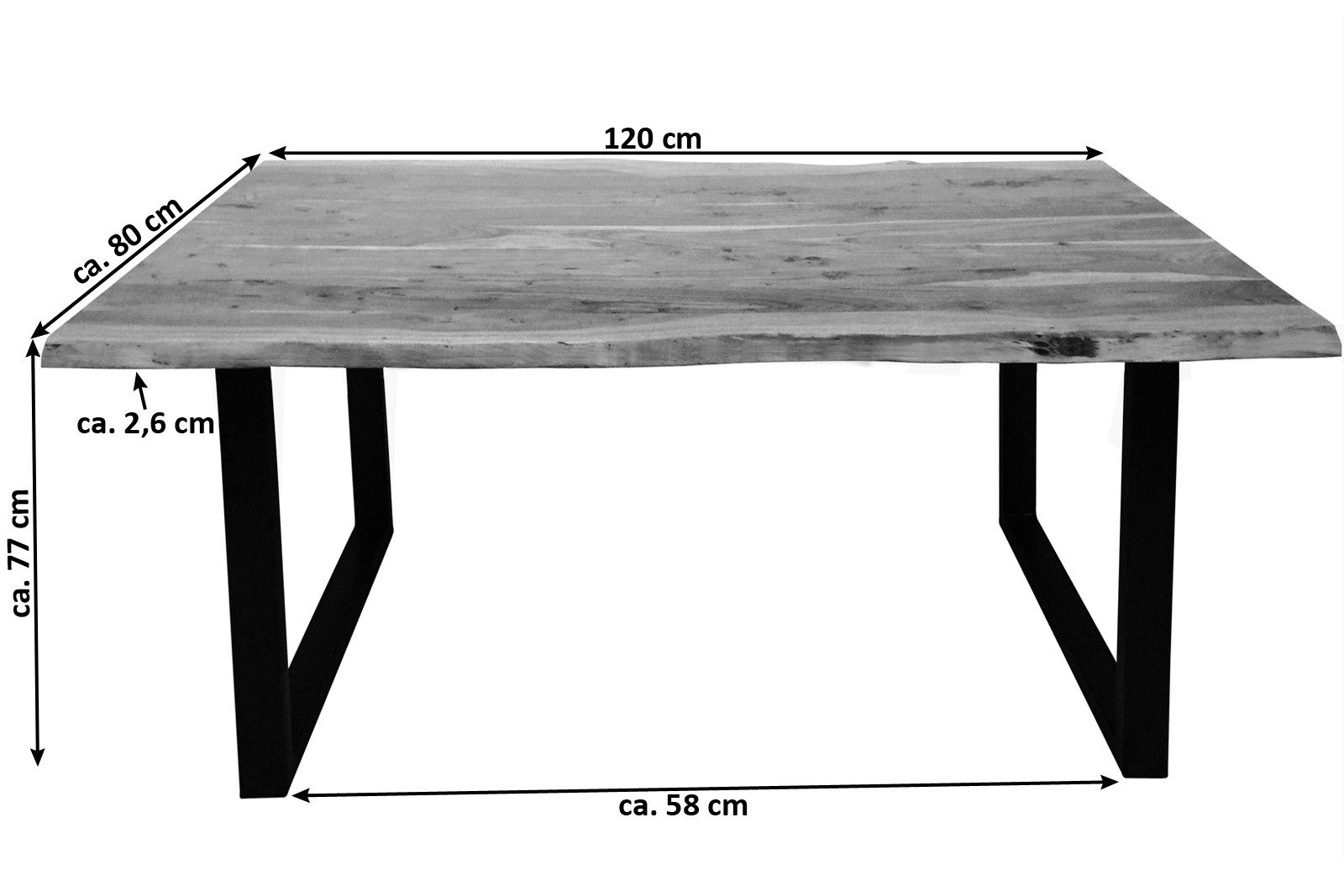 Loreno® Baumkantentisch Tops&Tables, Akazie Massivholz naturfarben günstig online kaufen