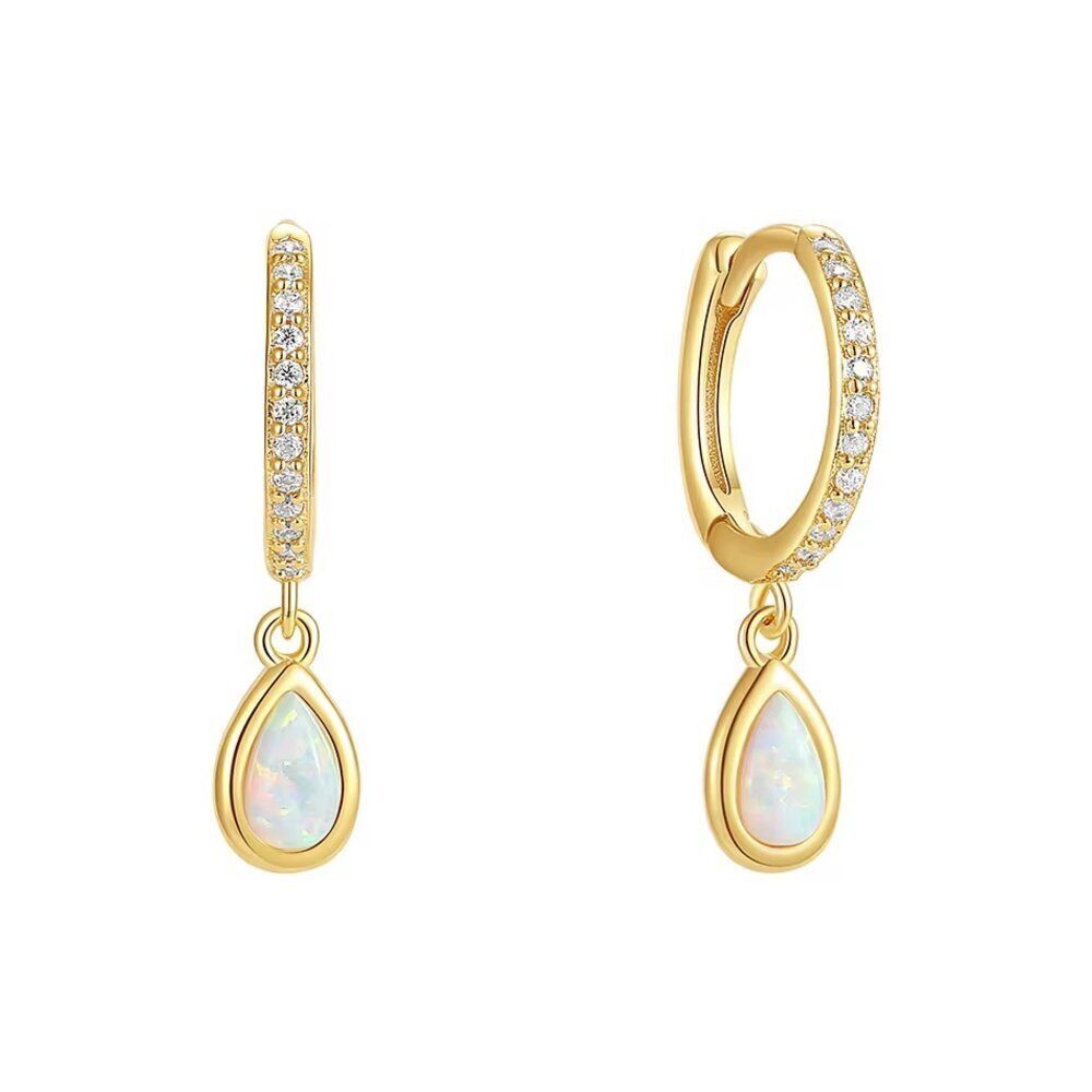 ROUGEMONT Paar Creolen Damen Opal Zirkonia Ohrhänger Creolen 925 Silber was günstig online kaufen