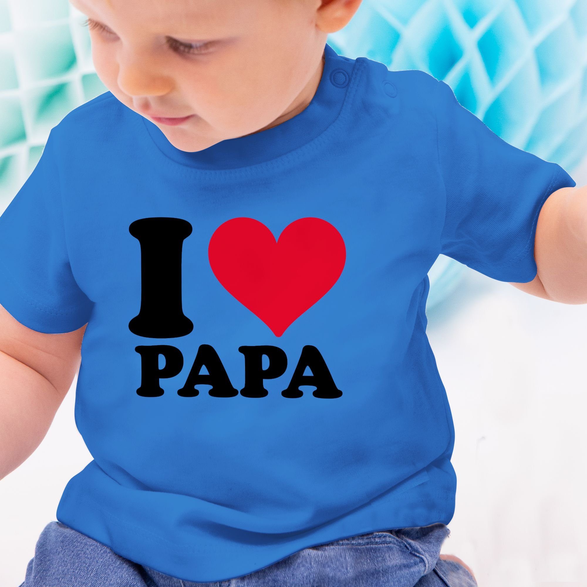 Shirtracer T-Shirt I Love Papa Geschenk 2 Baby Royalblau Vatertag