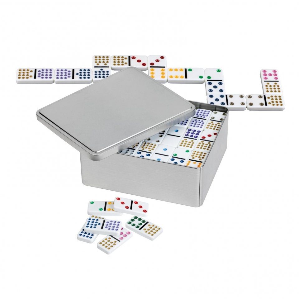 Domino - mit Metallbox Doppel Philos Spiel, 15