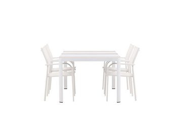 ebuy24 Garten-Essgruppe Togo Gartenset Tisch 90x150cm weiß, 4 Stühle Santo