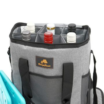 CampFeuer Freizeittasche Weinkühltasche für 6 Flaschen, grau, leicht und wasserdicht
