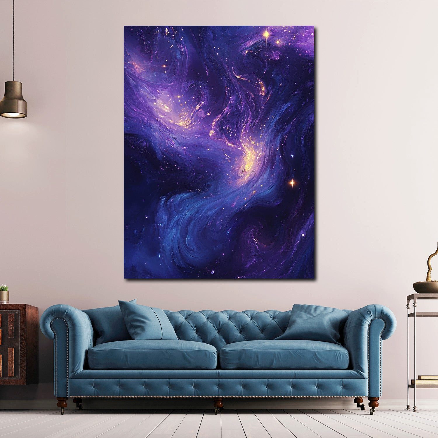Artedinoi Leinwandbild Abstrakt Galaxie Lila Blau Sterne Leinwandbild Wandbild Kunstdruck XL, Galaxie in Lila-Blau
