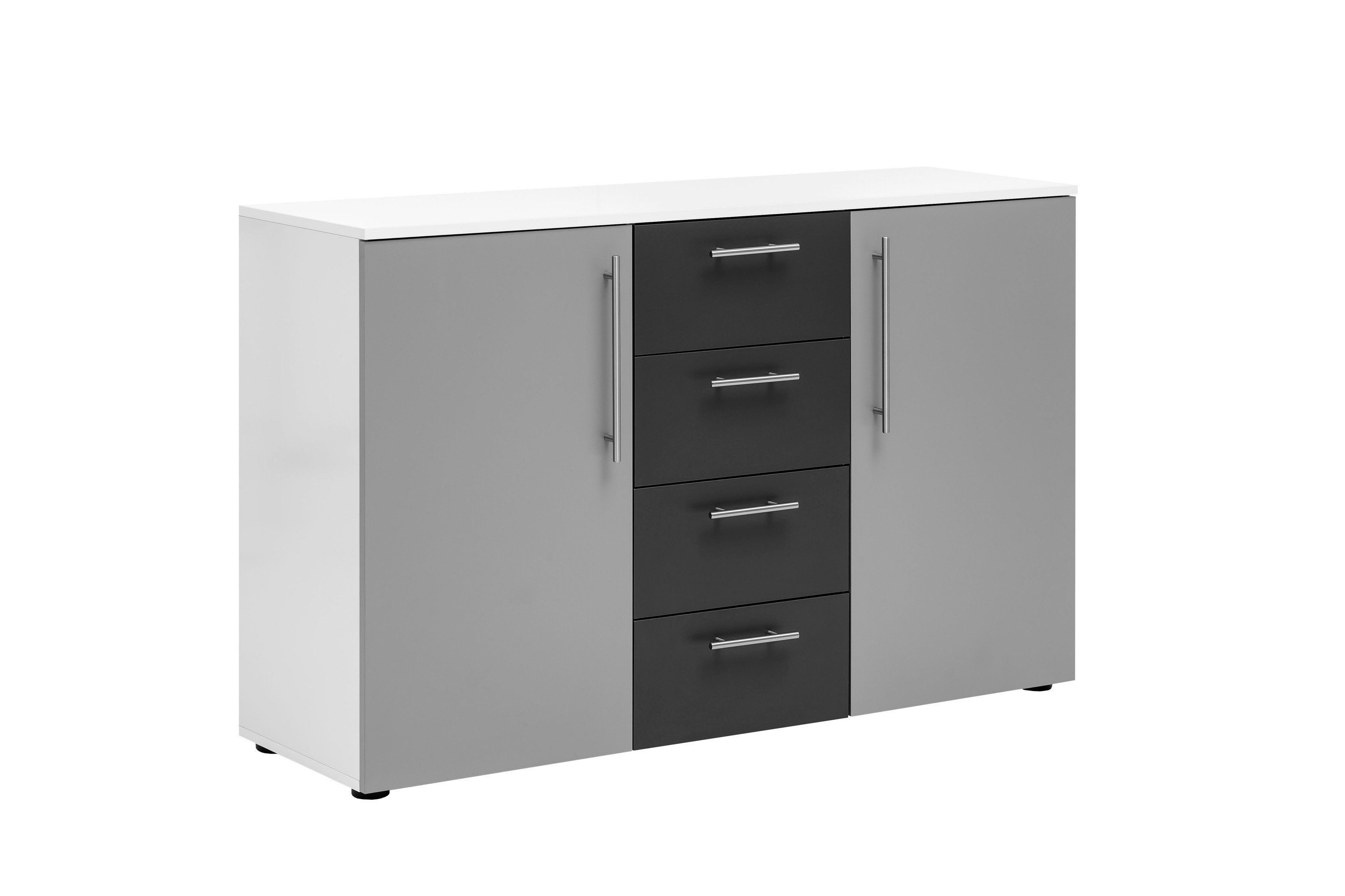 cm, Aileenstore 130 Platingrau, Lari, Highboard Metallgriffe Breite