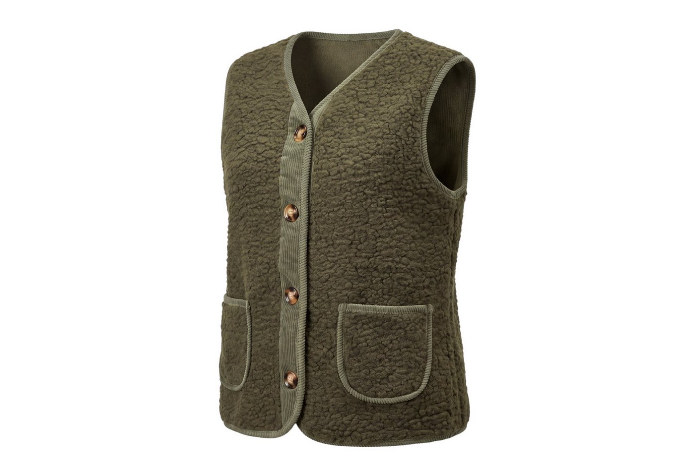 OriginalYou Kurzweste Teddy Weste Damen Bouclé Samt Cord Details vielseitig kombinierbar, auch in großen Größen