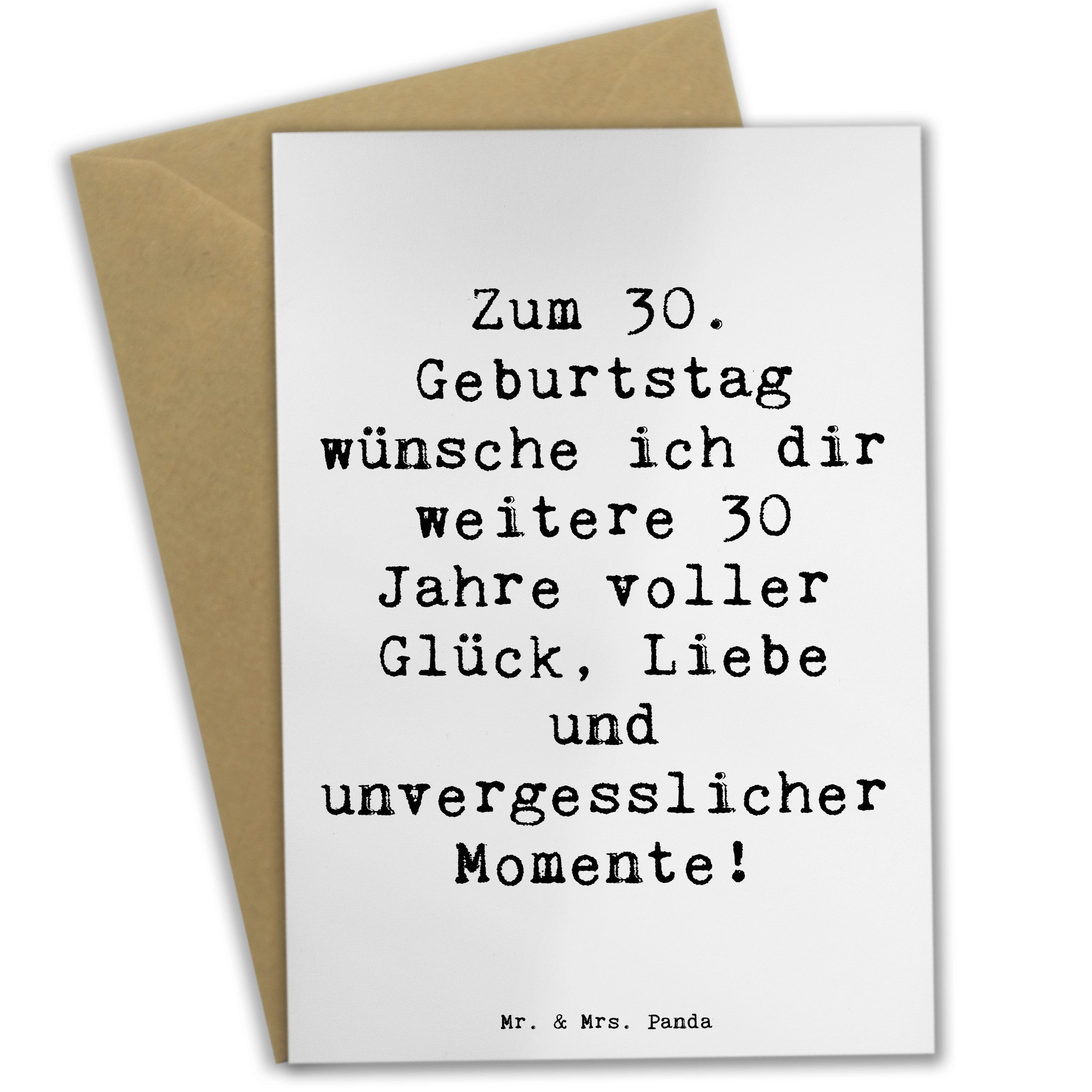 Grußkarte Spruch 30. Geburtstag Glück - Weiß - Geschenk, Liebe, persönlicher Sp