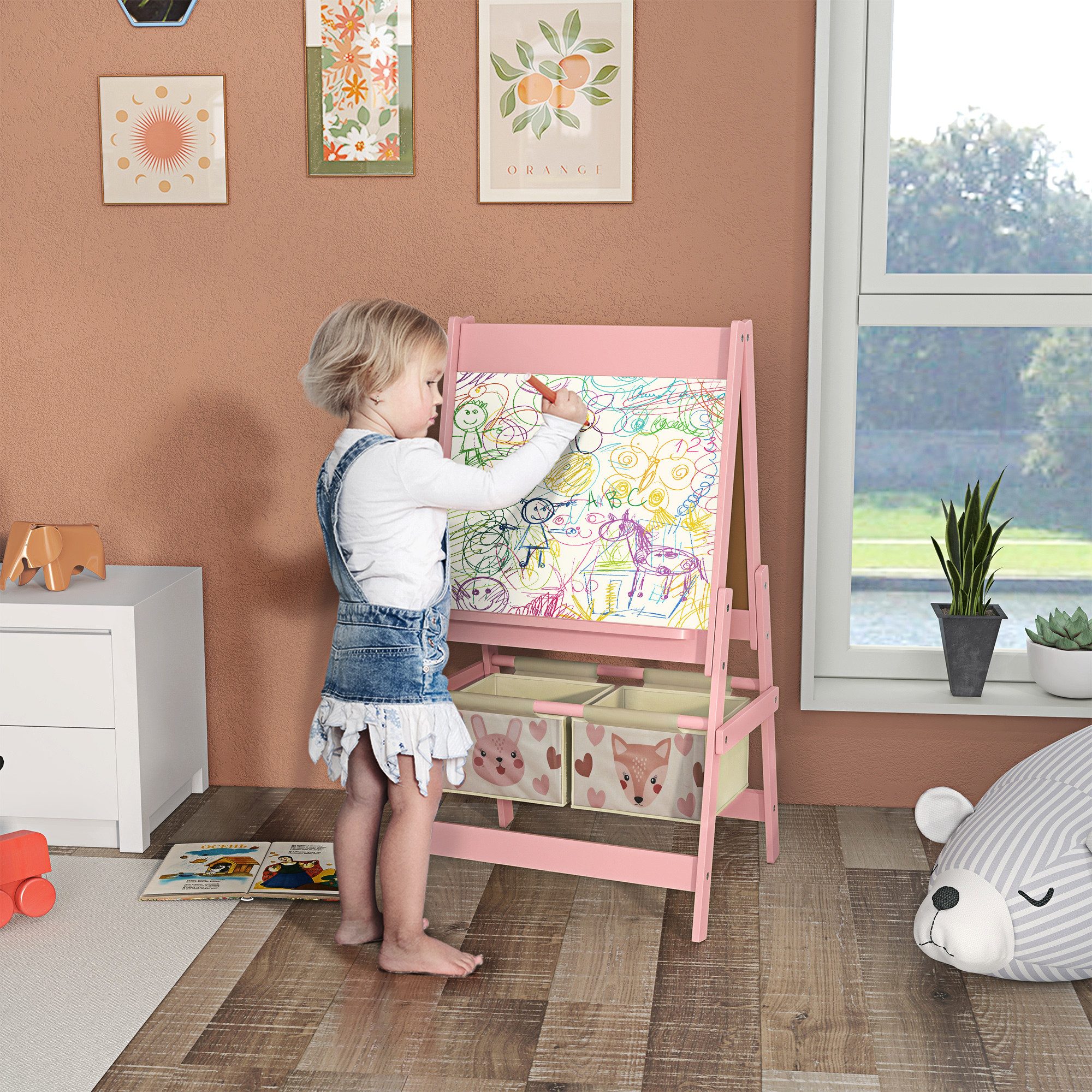 Novzep Kinderstaffelei 3-in-1 Kinder Staffelei mit Papierrolle, Kreidetafel günstig online kaufen