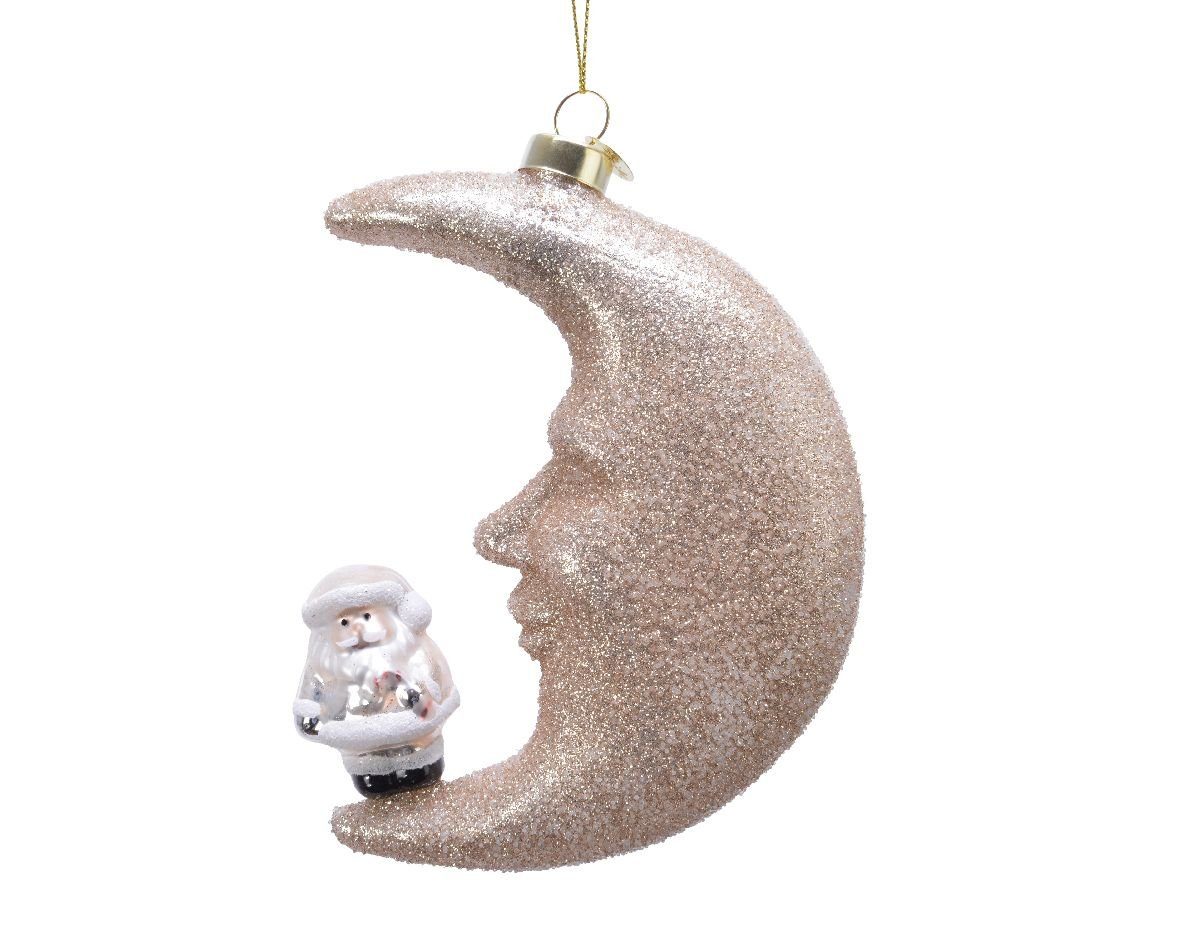 Decoris season decorations Christbaumschmuck, Christbaumschmuck Weihnachtsmann mit Mond Glas 15.5cm
