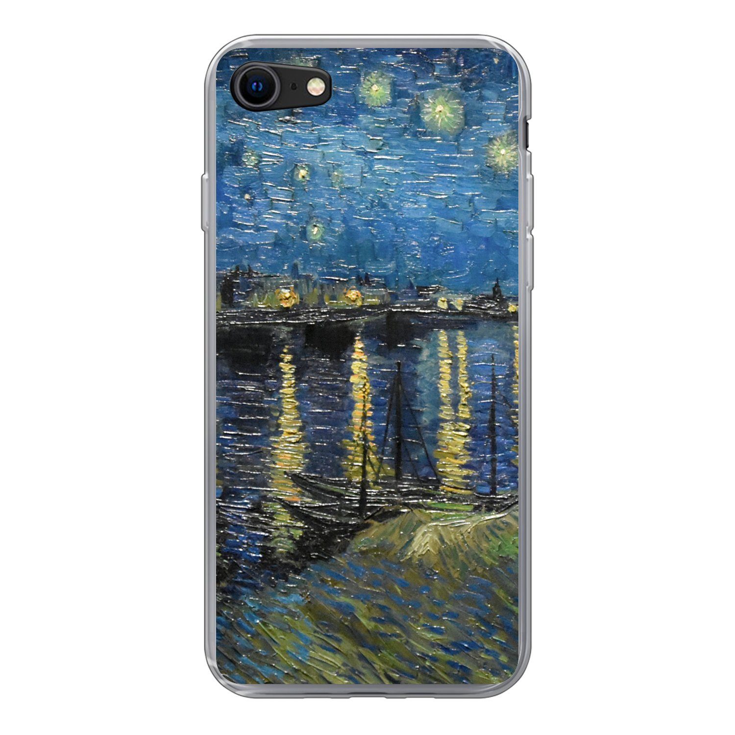 MuchoWow Handyhülle für Apple iPhone 8 Sternennacht über der Rhone - Van Gogh - Kunst, Smartphone-Bumper, Print, Handy Schutzhülle Dünn