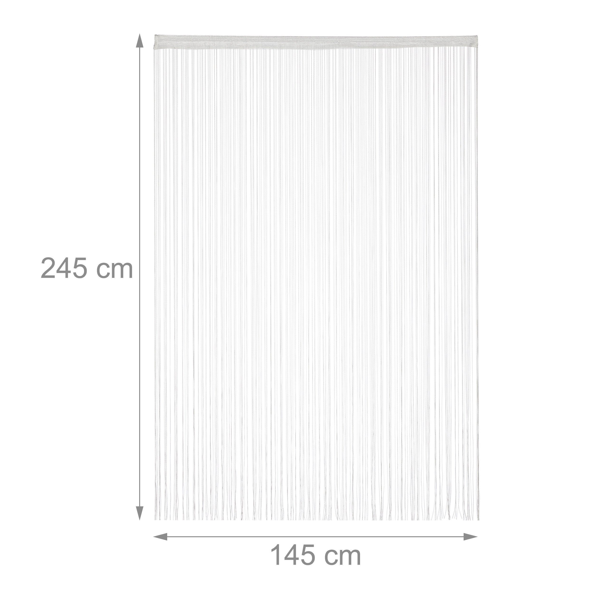 relaxdays Fadenvorhang weiß (1 St), Stangendurchzug, transparent, Polyester, 1er Pack 145x245cm – Bild 4 von 5