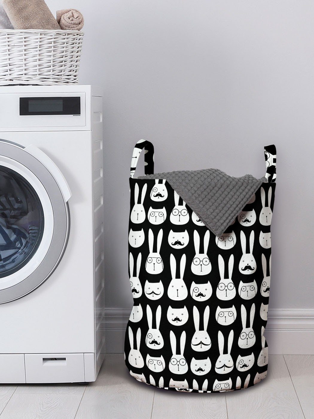 Hipster Abakuhaus Kaninche Wäschekorb mit Intellectual Kordelzugverschluss Wäschesäckchen Waschsalons, für Griffen