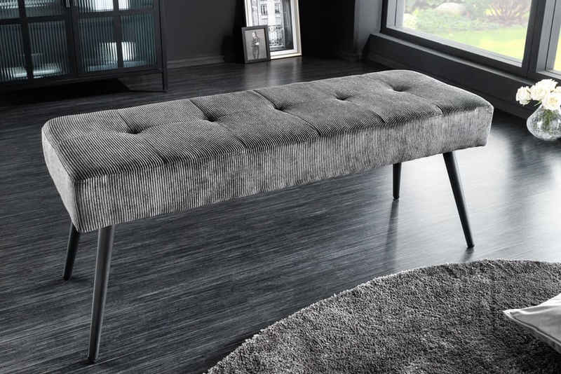 riess-ambiente Sitzbank BOUTIQUE 100cm dunkelgrau / schwarz (Einzelartikel, 1-St), Wohnzimmer · Cord · Metall · Esszimmer· Flur · Schlafzimmer