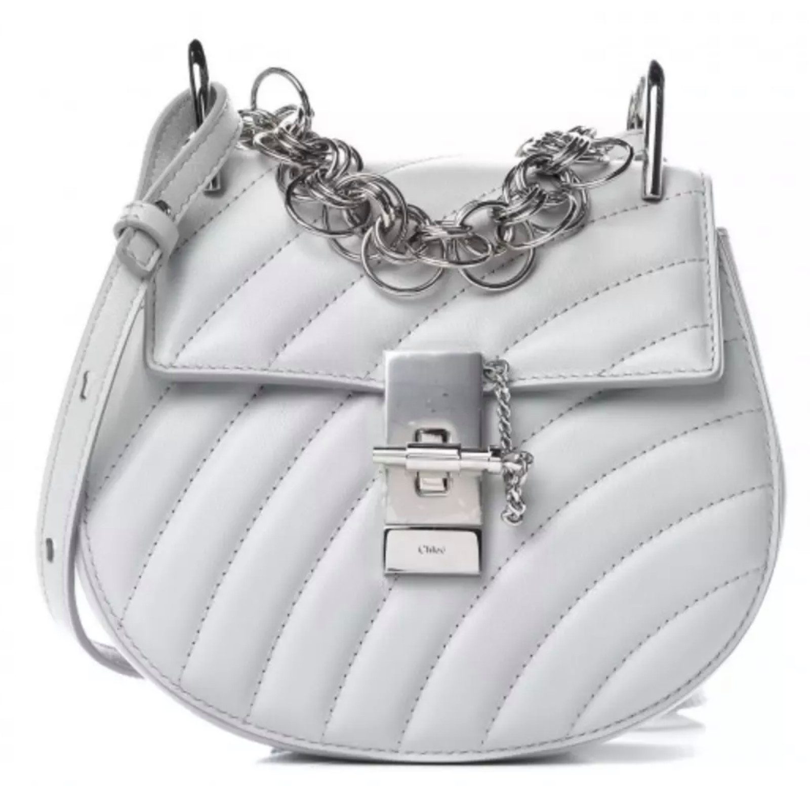 Chloé Schultertasche Drew Bijou Crossbody Tasche Kalbsleder in Airy Grey, Abnehmbarer Schulterriemen für vielseitige Tragemöglichkeiten