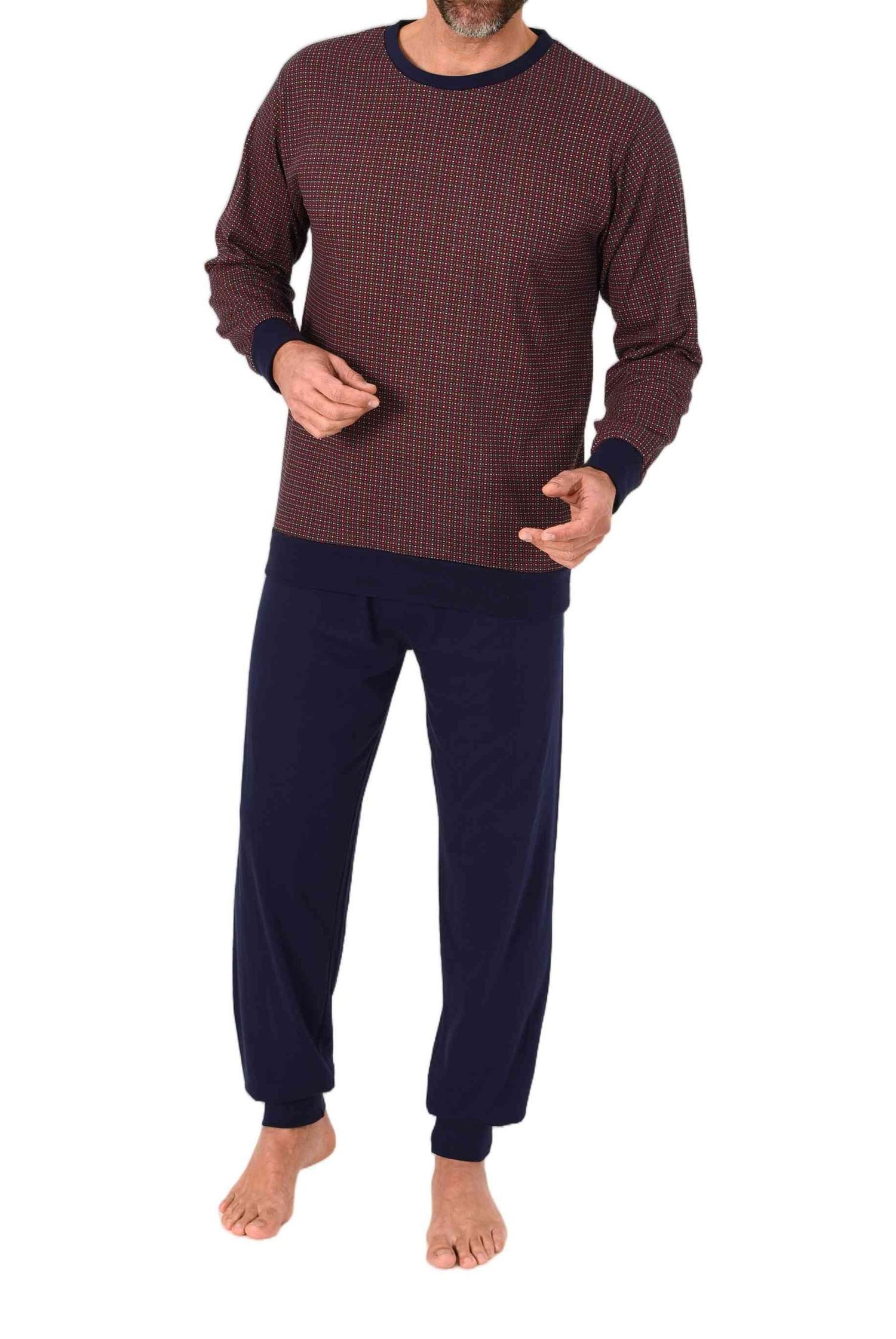 Normann Pyjama Normann Herren langarm Schlafanzug Pyjama mit Bündchen, edle Optik