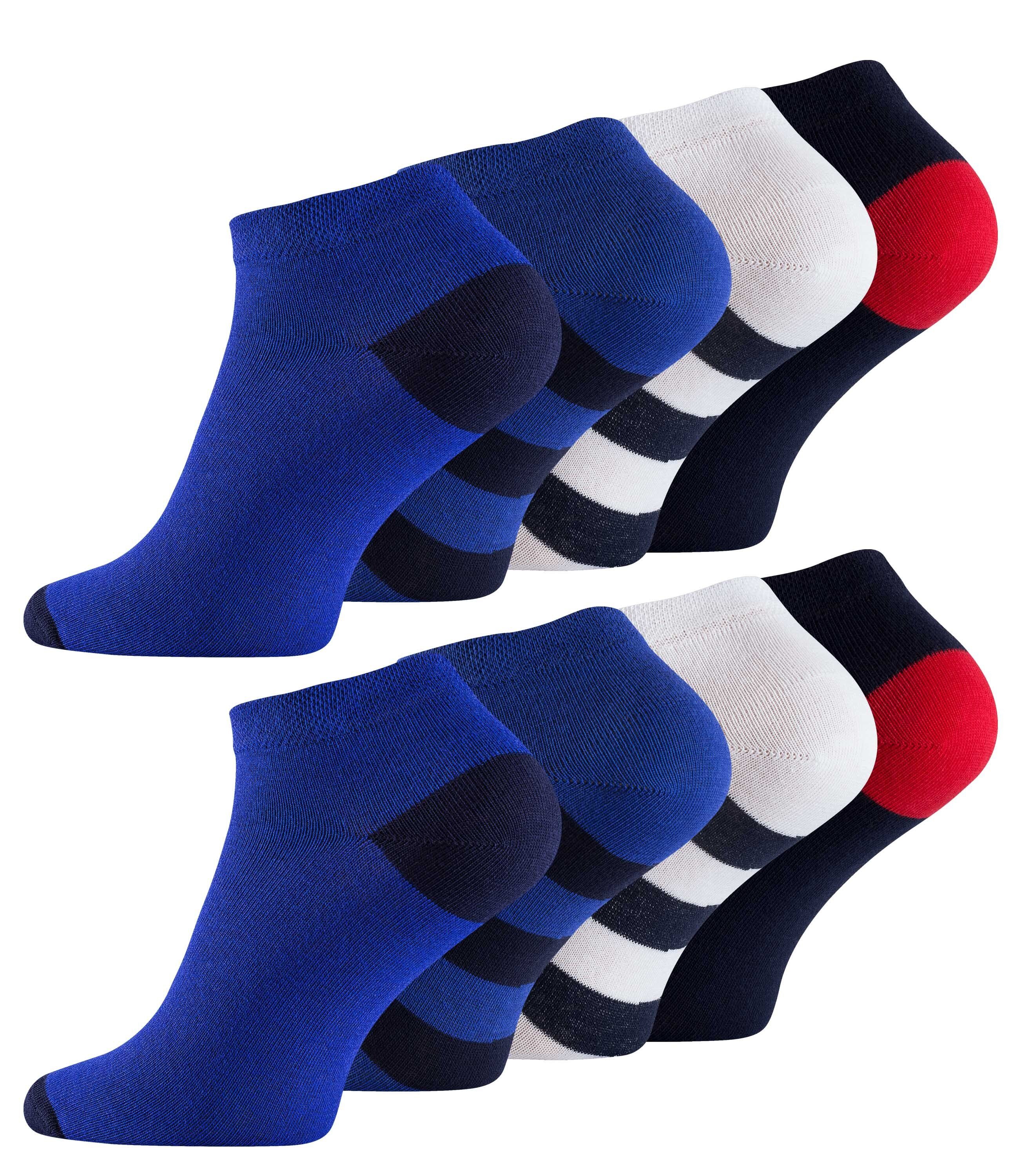 Vincent Creation® Sneakersocken Ringel und Uni (8-Paar) in angenehmer Baumwollqualität