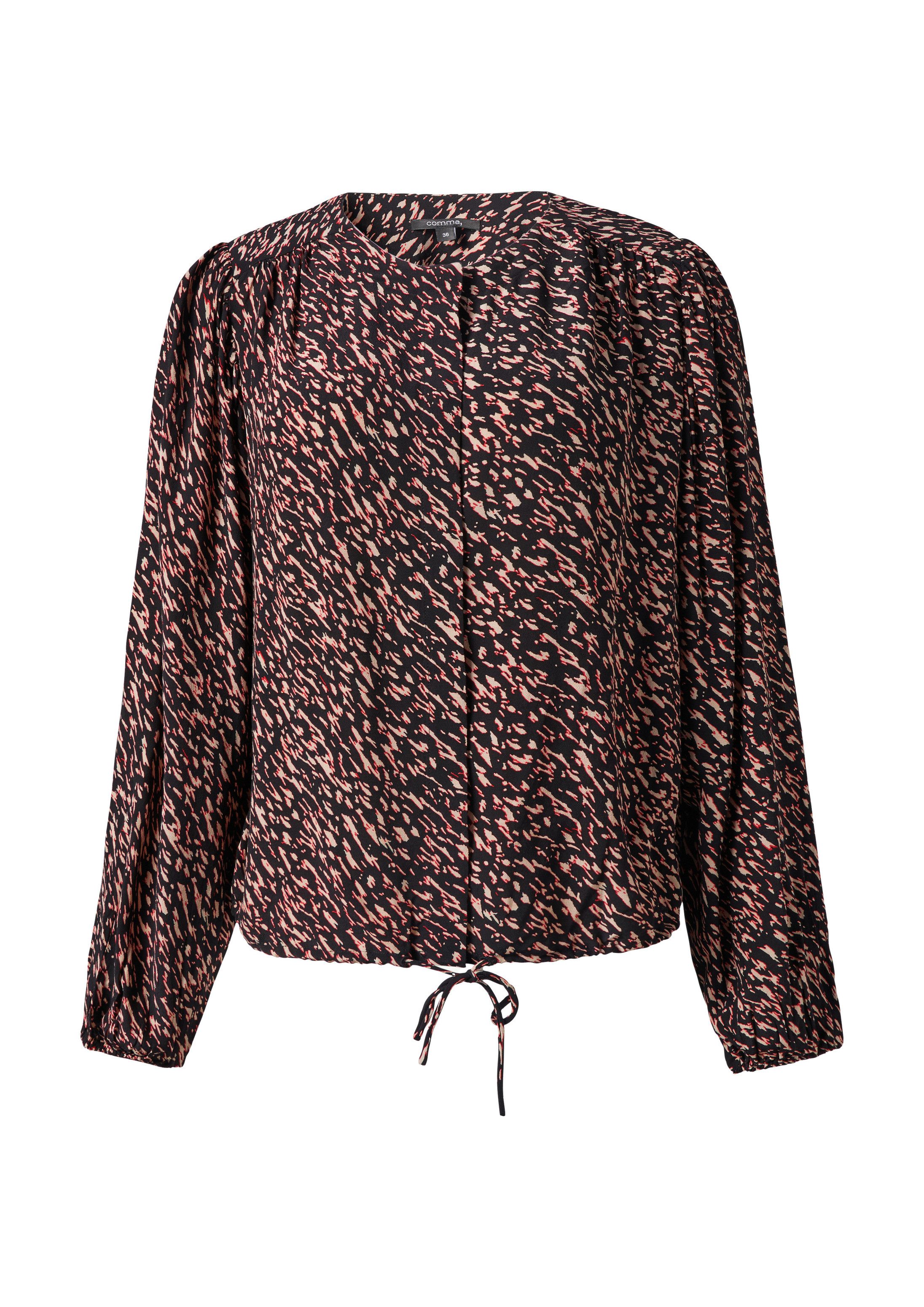 comma Langarmbluse Bluse Crêpe-Bluse aus Viskose