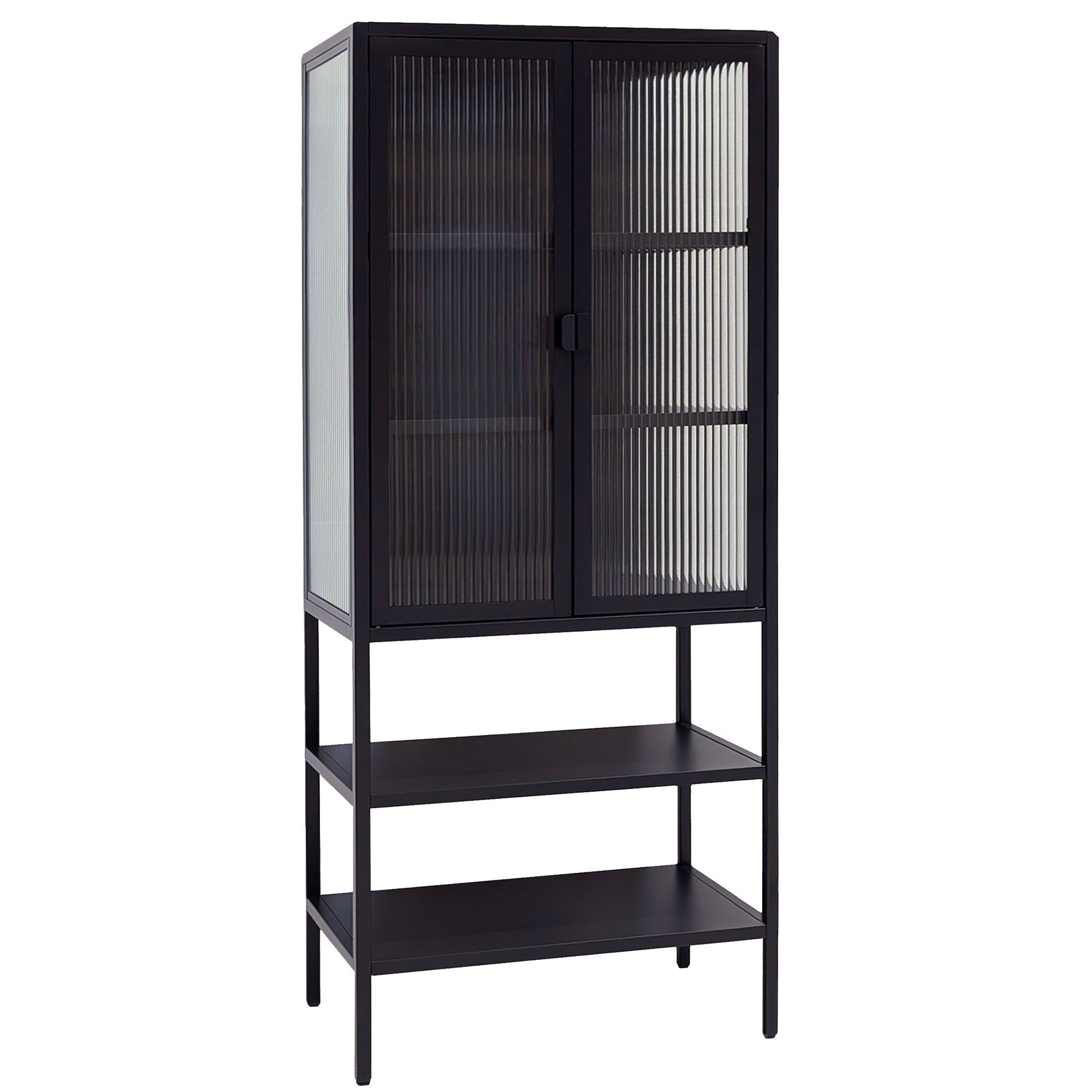 osoltus Raumteiler osoltus Vitrine Schrank Riffelglas Stahl cube schwarz In günstig online kaufen