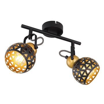 etc-shop LED Deckenleuchte, Leuchtmittel nicht inklusive, Deckenleuchte Metall schwarz gold Deckenstrahler 2 flammig Deckenlampe