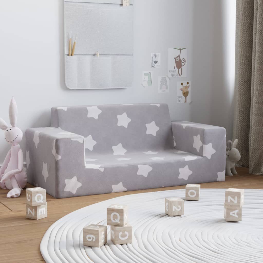 Furnicato Kindersofa 2-Sitzer Blau Weich Plüsch