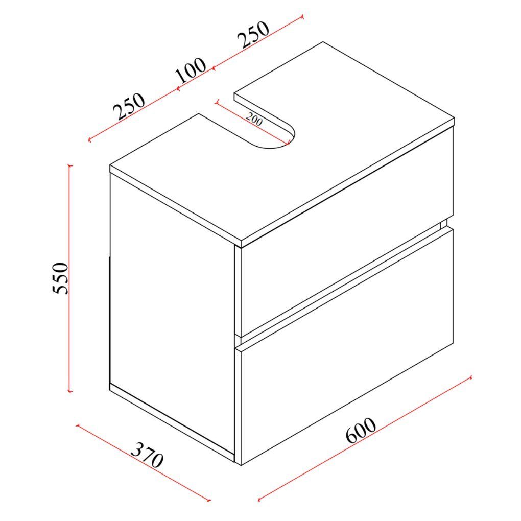 Karen Waschbeckenunterschrank Damla und Unterschrank Front Schublade) Klappe 60 anthrazit (Waschbeckenunterschrank, cm, Breite mit