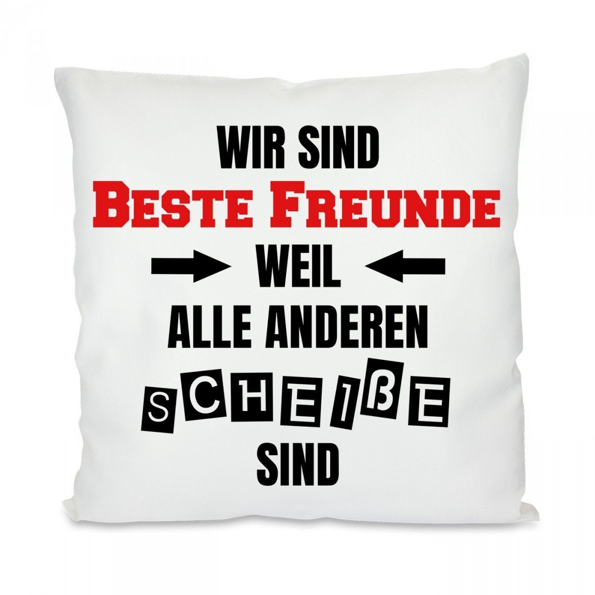 Herzbotschaft Декоративные подушки Подушки mit einseitigem Motiv Wir sind beste Freunde, Подушкиhülle mit Füllung